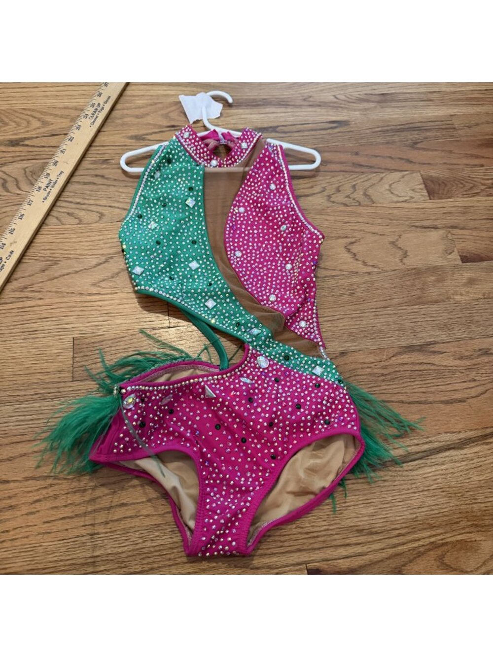 aa Dance Costumes Pink Green Competition Dance Costume XS